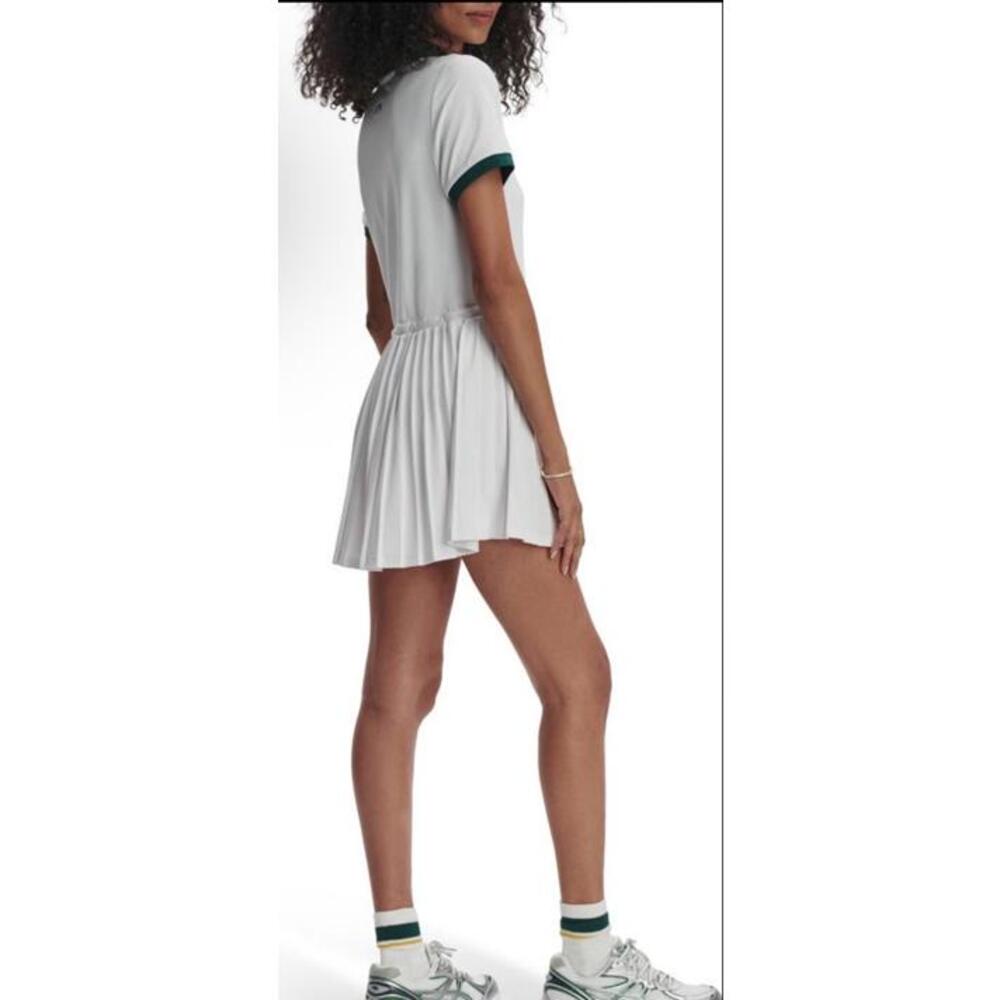 New Varley Paloma Short Sleeve Court Mini Dress In White/Forest Size M - Picture 3 of 13